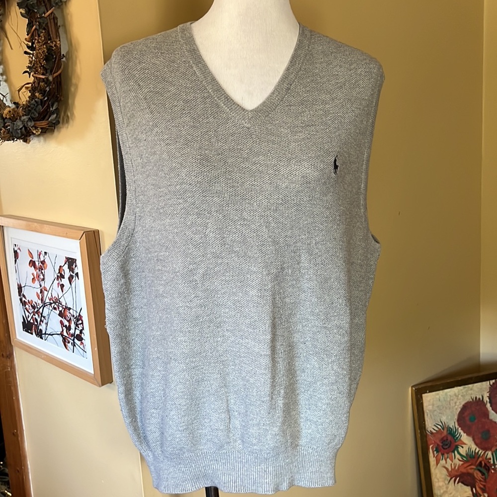RALPH LAUREN Polo GOLF Size Large Cotton VNeck Vest Textured MicroDiamond VEST